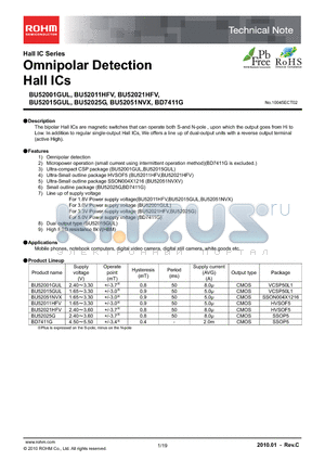 BD52011GUL-E2 datasheet - Omnipolar Detection Hall ICs