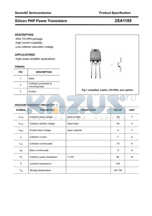 2SA1185 datasheet - Silicon PNP Power Transistors