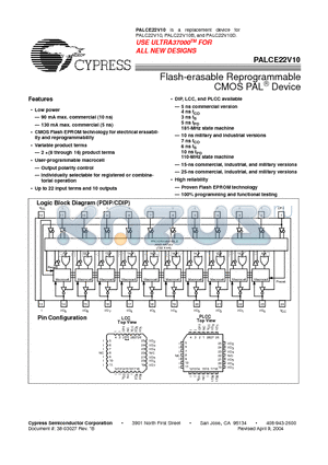 5962-89841043X datasheet - Flash-erasable Reprogrammable CMOS PAL Device