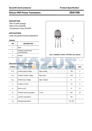 2SA1186 datasheet - Silicon PNP Power Transistors