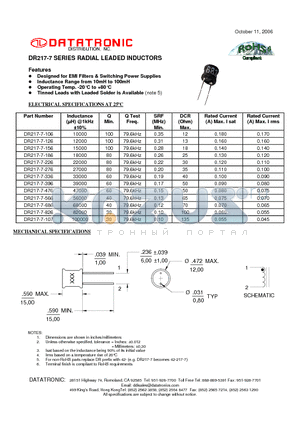 DR217-7-276 datasheet - RADIAL LEADED INDUCTORS