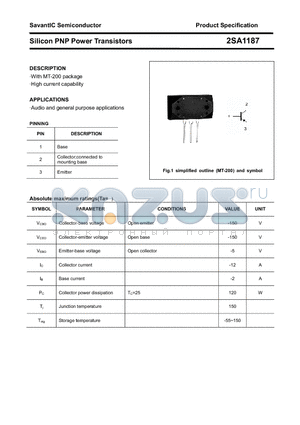 2SA1187 datasheet - Silicon PNP Power Transistors