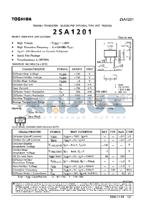 2SA1201 datasheet - TRANSISTOR (POWER AMPLIFIER APPLICATIONS)