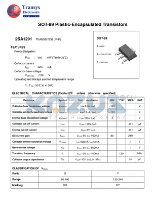 2SA1201 datasheet - Plastic-Encapsulated Transistors