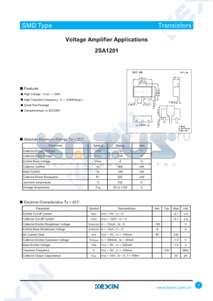 2SA1201 datasheet - Voltage Amplifier Applications