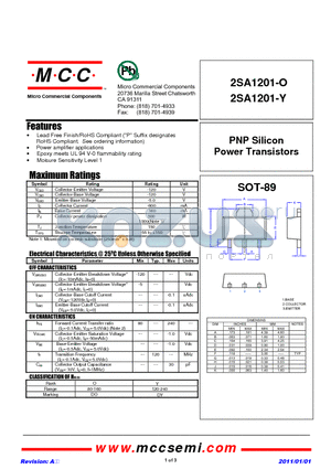 2SA1201-Y datasheet - PNP Silicon Power Transistors