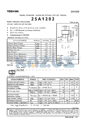 2SA1202 datasheet - TRANSISTOR (POWER, VOLTAGE AMPLIFIER APPLICATIONS)