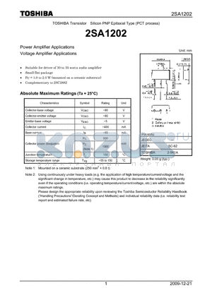 2SA1202_09 datasheet - Power Amplifier Applications Voltage Amplifier Applications