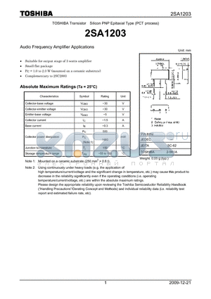 2SA1203_09 datasheet - Audio Frequency Amplifier Applications