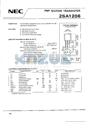 2SA1206 datasheet - PNP SILICON TEANSISTOR