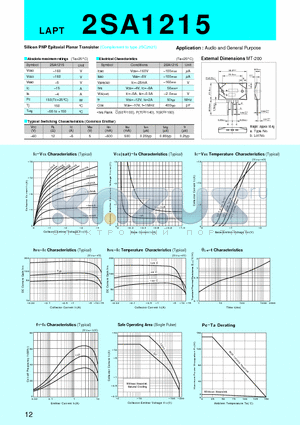 2SA1215 datasheet - Silicon PNP Epitaxial Planar Transistor(Audio and General Purpose)