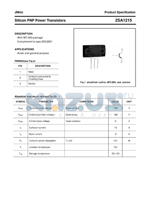 2SA1215 datasheet - Silicon PNP Power Transistors