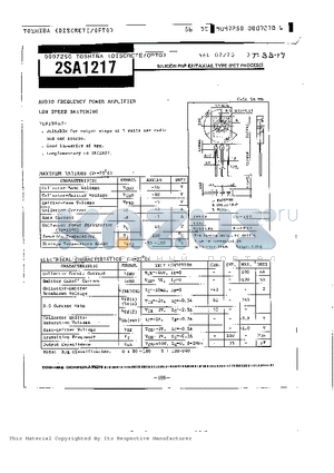 2SA1217 datasheet - SILICON PNP EPITAXIAL TYPE (PCT PROCESS)