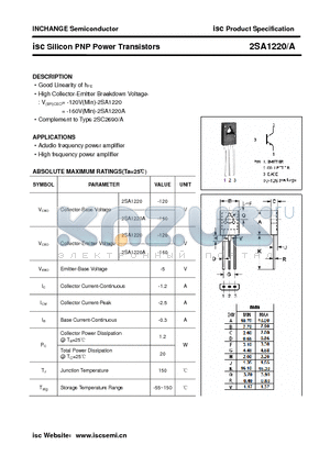 2SA1220 datasheet - isc Silicon PNP Power Transistors