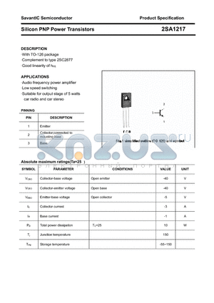2SA1217 datasheet - Silicon PNP Power Transistors