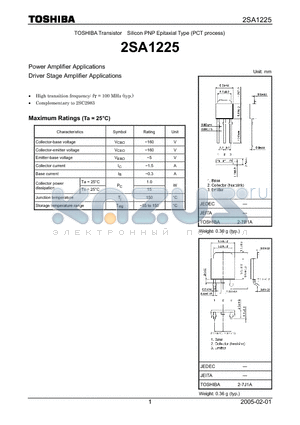 2SA1225_07 datasheet - Power Amplifier Applications Driver Stage Amplifier Applications