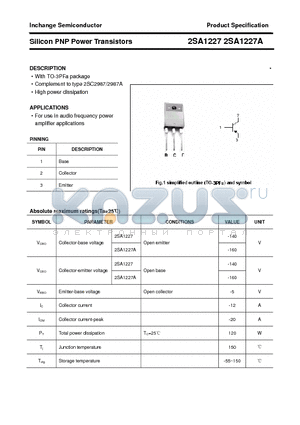 2SA1227A datasheet - Silicon PNP Power Transistors