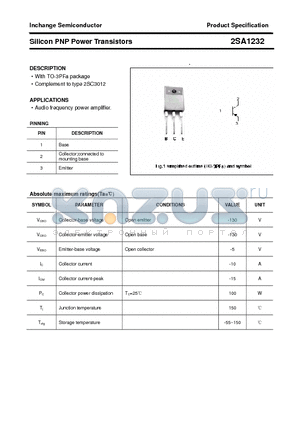 2SA1232 datasheet - Silicon PNP Power Transistors