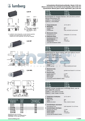 2.54RF datasheet - Leiterplatten-Direktsteckverbinder, Raster 2,54 mm