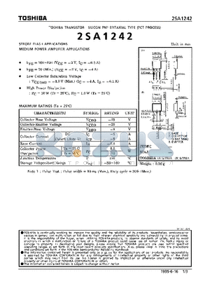 2SA1242 datasheet - TRANSISOTOR (STROBE FLASH, MEDIUM POWER AMPLIFIER APPLICATIONS)