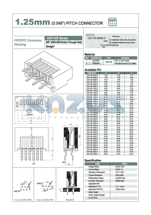 12511HS datasheet - 1.25mm PITCH CONNECTOR