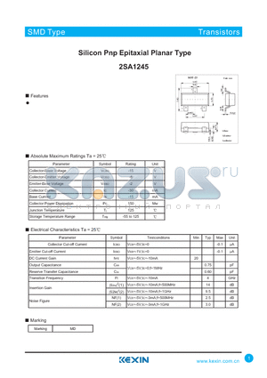 2SA1245 datasheet - Silicon Pnp Epitaxial Planar Type