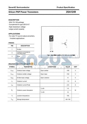 2SA1249 datasheet - Silicon PNP Power Transistors