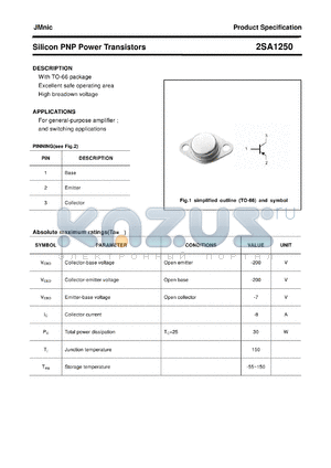 2SA1250 datasheet - Silicon PNP Power Transistors
