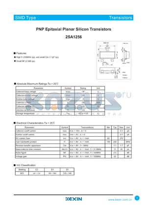 2SA1256 datasheet - PNP Epitaxial Planar Silicon Transistors