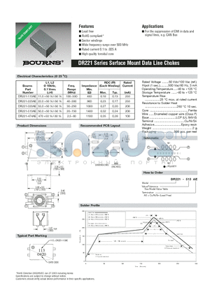 DR221-223AE datasheet - Surface Mount Data Line Chokes