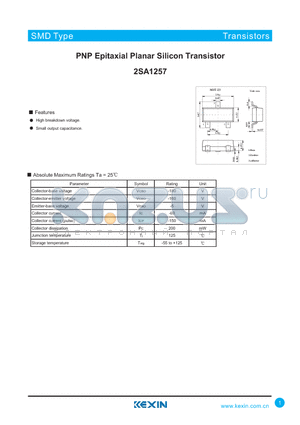 2SA1257 datasheet - PNP Epitaxial Planar Silicon Transistor