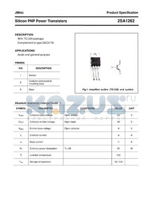 2SA1262 datasheet - Silicon PNP Power Transistors