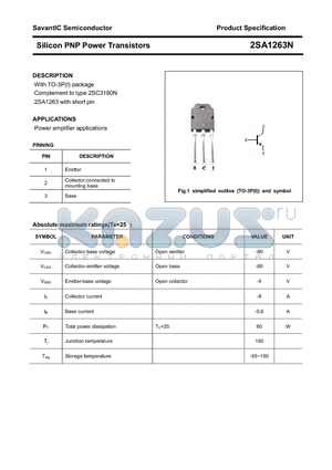 2SA1263N datasheet - Silicon PNP Power Transistors