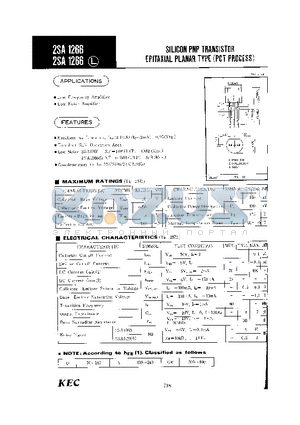 2SA1266L datasheet - SILICON PNP TRANSISTOR EPITAXIAL PLANAR TYPE