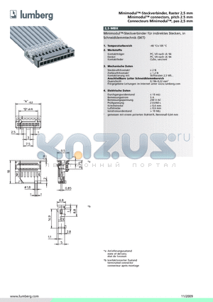 2.5MBX09 datasheet - Minimodul-Steckverbinder, Raster 2,5 mm