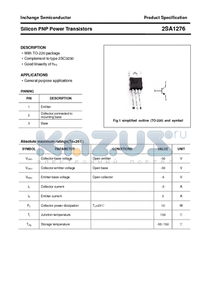 2SA1276 datasheet - Silicon PNP Power Transistors