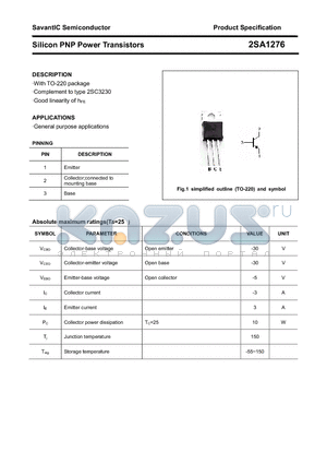 2SA1276 datasheet - Silicon PNP Power Transistors