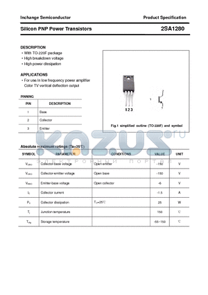 2SA1280 datasheet - Silicon PNP Power Transistors