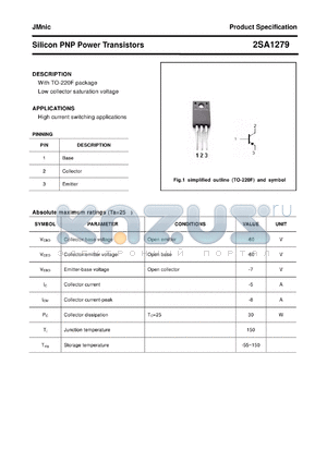 2SA1279 datasheet - Silicon PNP Power Transistors