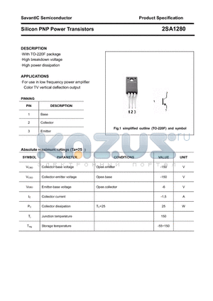 2SA1280 datasheet - Silicon PNP Power Transistors