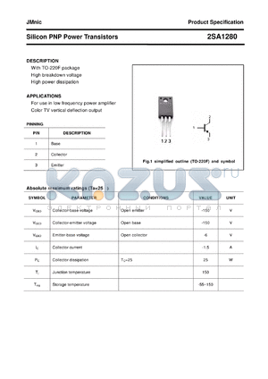 2SA1280 datasheet - Silicon PNP Power Transistors