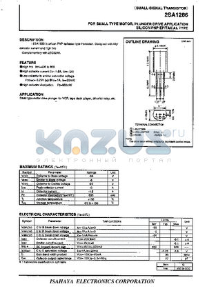 2SA1286 datasheet - SMALL TYPE MOTOR, PLUNGER DRIVE APPLICATION SILICON PNP EPITAXIAL TYPE