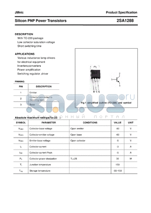 2SA1288 datasheet - Silicon PNP Power Transistors