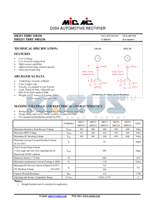 DR251 datasheet - DISH AUTOMOTIVE RECTIFIER