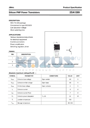 2SA1289 datasheet - Silicon PNP Power Transistors