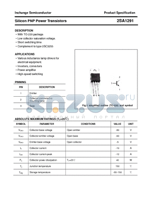 2SA1291 datasheet - Silicon PNP Power Transistors