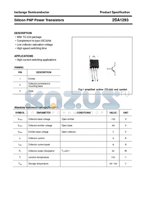 2SA1293 datasheet - Silicon PNP Power Transistors