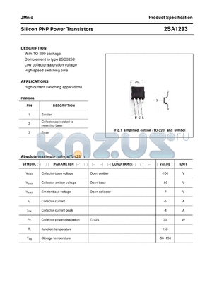 2SA1293 datasheet - Silicon PNP Power Transistors
