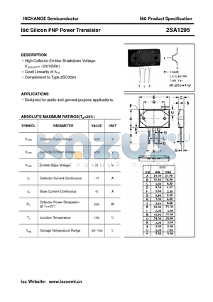 2SA1295 datasheet - isc Silicon PNP Power Transistor