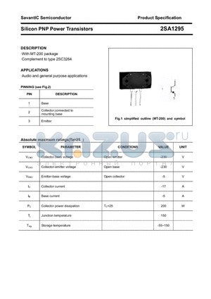 2SA1295 datasheet - Silicon PNP Power Transistors
